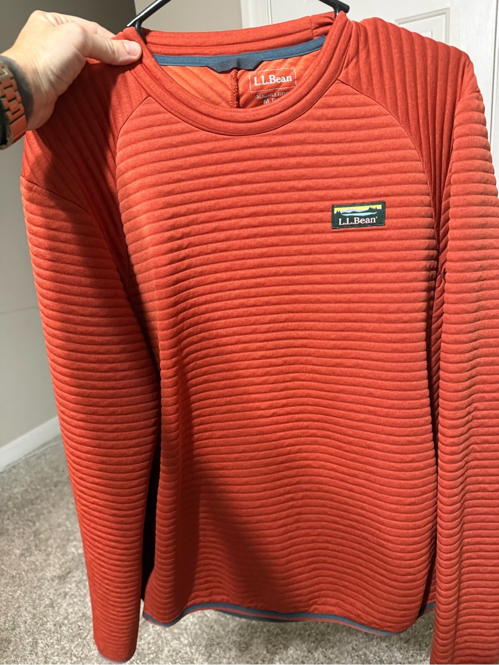 L.L. Bean Women's Quilted Crewneck Sweater - Burnt Orange